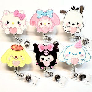 Sale 1 PC Cute Cat Bunny Dog Kitty Cartoon Retractable ID Badge Reel - Doctor / Nurse / Teacher Badge Reel Badge Belt Clips