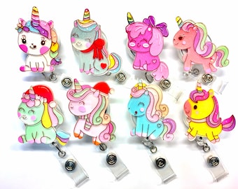 SALE !!!!! 1 pc Cute unicorn Cartoon Character Retractable ID Badge Reel - Doctor / Nurse / Teacher Badge Reel Badge Belt Clips