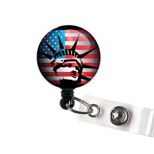 SALE !!!!! Patriotic 4th of July American Flag Retractable ID Badge Reel ID Badge Holder - Teach Nurse Coworker Gifts Badge - floral