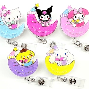 SALE !!!!! 1 pc Cute Bunny Kitty Cat Dog Cartoon Character Retractable ID Badge Reel - Doctor / Nurse / Teacher Badge Reel Clips