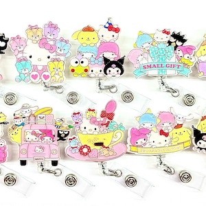 SALE !!!!! 1 pc Cute Kitty Dog Bunny Cartoon Character Retractable ID Badge Reel - Doctor / Nurse / Teacher Badge Reel Badge Clips