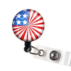 VERKOOP !!!!! Patriottische 4 juli Amerikaanse vlag intrekbare ID-badge haspel ID-badgehouder - badge leraar cadeaus verpleegkundige collega - bloemen