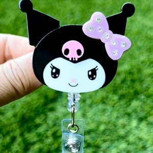 SALE !! Kawaii HK Kitty Cat Friend Bling Cute Cartoon  Retractable ID Badge Reel - Doctor / Nurse / Medical Worker / Coworker Badge Reel