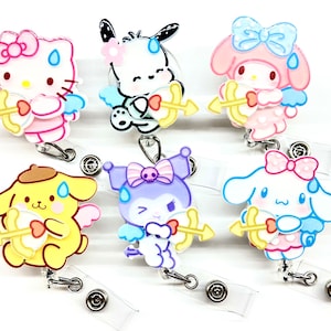 SALE !!!!! 1 pc 3D Cute Cat Bunny Dog Kitty Cartoon Retractable ID Badge Reel - Doctor / Nurse / Teacher Badge Reel Badge Belt Clips