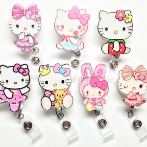 SALE !!!!! 1 pc Kwaii Cute Kitty Cat Dog Bunny Cartoon Character Retractable ID Badge Reel - Doctor / Nurse / Teacher Badge Reel Badge Clips