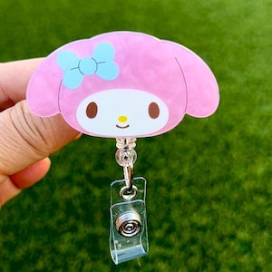 SALE !! Kawaii HK Kitty Cat Friend Bling Cute Cartoon  Retractable ID Badge Reel - Doctor / Nurse / Medical Worker / Coworker Badge Reel