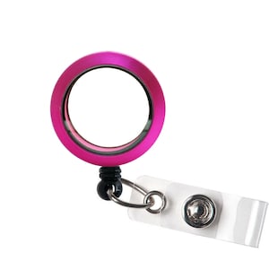 Empty Fuchsia Screw top Floating Locket Holders - Charm Locket Badge Holders Clip - Memory Locket Retractable  ID Badge Reel