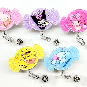 SALE !!!!! 1 pc Cute Bunny Kitty Cat Dog Cartoon Character Retractable ID Badge Reel - Doctor / Nurse / Teacher Badge Reel Clips
