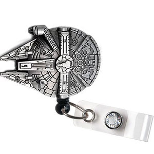 Spaceship Falcon Retractable ID Badge Reel,  Doctor / Nurse / Teacher / Coworker gift ideas Badge Reel Badge Clips