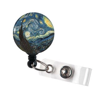 SALE !!!! Art Photo Retractable ID Badge Reel - Alligator Swivel Clip ID Badge Holder - Teacher Nurse Badge Clips - Best Gift Idea