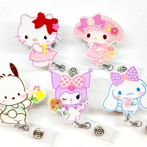 SALE !!!!! 1 pc Cute Cat Bunny Dog Kitty Cartoon Retractable ID Badge Reel - Doctor / Nurse / Teacher Badge Reel Badge Clip