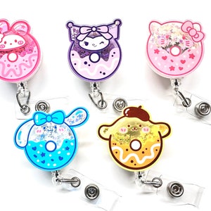 SALE !!!!! 1 pc Cute Kitty Bunny Dog Floating Glitter Cartoon Character Retractable ID Badge Reel - Doctor / Nurse / Teacher Badge