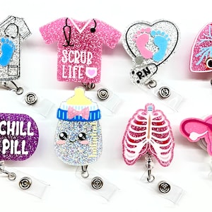 SALE !!!!! 1 pc Medical Scrub / Pill Retractable ID Badge Reel - Doctor / Nurse / healthcare provider Badge Reel Clips