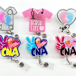SALE !!!!! 1 pc Medical Scrub CNA Retractable ID Badge Reel -  Nurse / healthcare provider Badge Reel Clips