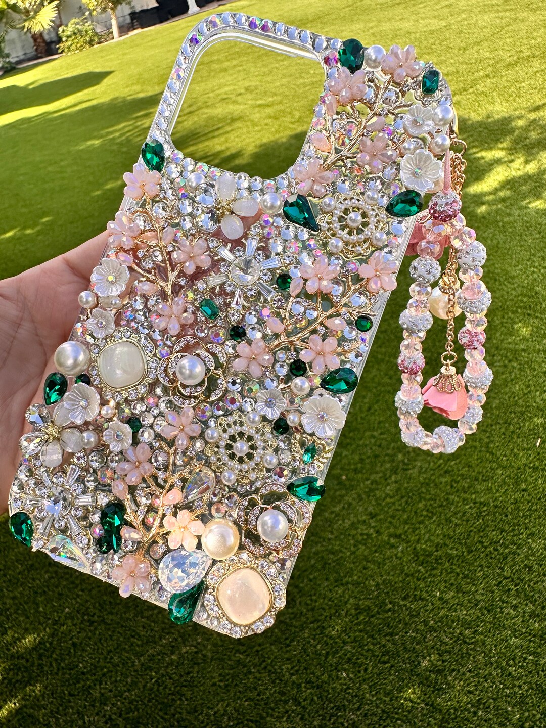 Phone Rhinestones Blinged Out Glass Rhinestones Cell Phone Case Handmade Bling - Etsy