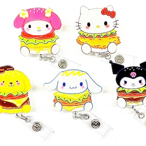 SALE !!!!! 1 pc Cute Kawaii Kitty Dog Bunny Cartoon Character Retractable ID Badge Reel - Doctor / Nurse / Teacher Badge Reel Badge  Clips
