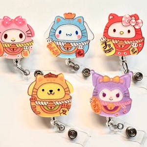 SALE !!!!! 1 pc Cute Cat Bunny Dog Kitty Cartoon Retractable ID Badge Reel - Doctor / Nurse / Teacher Badge Reel Badge Belt Clips