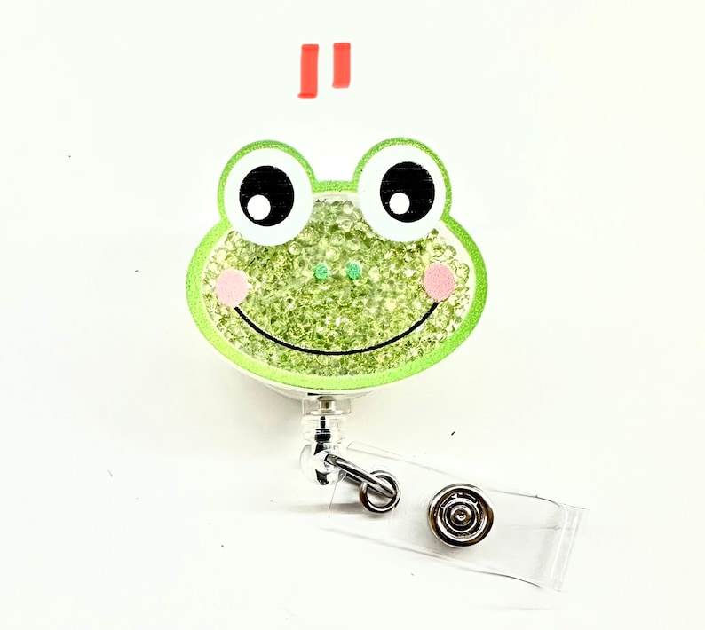 SALE 1 pc Cute Kawaii kitty Bunny Dog frog Floating Glitter Cartoon Character Retractable ID Badge Reel Doctor / Nurse Teacher Badge image 3