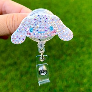 Sale!!! Bling Rhinestone Dog Kawaii Cute Cartoon  Retractable ID Badge Reel - Doctor / Nurse / Medical Worker / Coworker Badge Reel