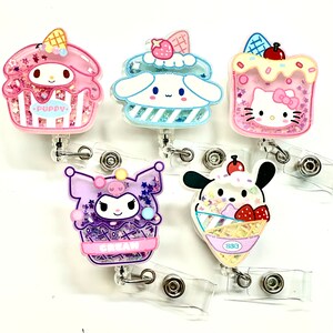 SALE !!!!! 1 pc Floating glitter Cute Cat Bunny Dog Kitty Cartoon Retractable ID Badge Reel - Doctor / Nurse / Teacher Badge Reel Badge