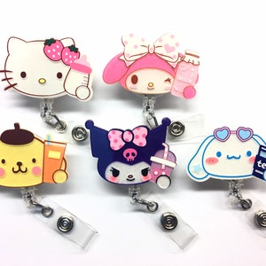 SALE !!!!! 1 pc Cute Cat Bunny Dog Kitty Cartoon Retractable ID Badge Reel - Doctor / Nurse / Teacher Badge Reel Badge Belt Clips