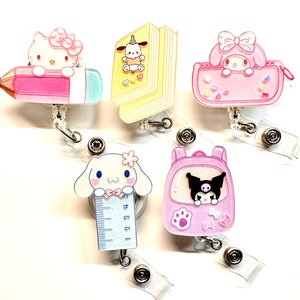 SALE !!!!! 1 pc Cute Cat Bunny Dog Cartoon Character Retractable ID Badge Reel - Doctor / Nurse / Teacher Badge Reel Badge Belt Clips