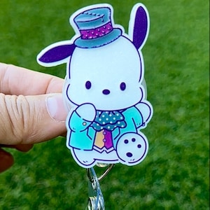 SALE !! Kawaii HK Kitty Cat Bunny Dog Bling Cute Cartoon  Retractable ID Badge Reel - Doctor / Nurse / Medical Worker / Coworker Badge Reel