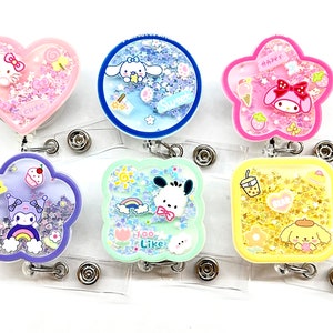 SALE !!!!! 1 pc Cute Floating Glitter Cartoon Character Retractable ID Badge Reel - Doctor / Nurse / Teacher Badge
