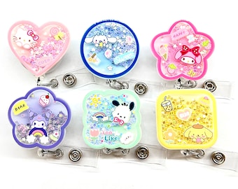 SALE !!!!! 1 pc Cute Floating Glitter Cartoon Character Retractable ID Badge Reel - Doctor / Nurse / Teacher Badge