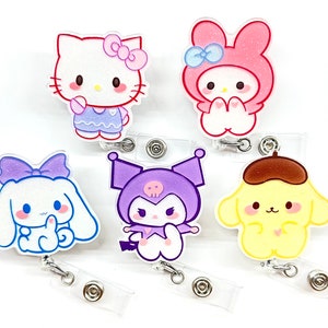 SALE !!!!! 1 pc Cute Cat Bunny Dog Kitty Cartoon Retractable ID Badge Reel - Doctor / Nurse / Teacher Badge Reel Badge Clip
