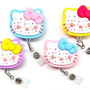 VERKOOP !!!!! 1 st Cute Kitty Cat Cartoon Intrekbare ID-badgehaspel - Dokter / verpleegkundige / leraar badgehaspel badge riemclips