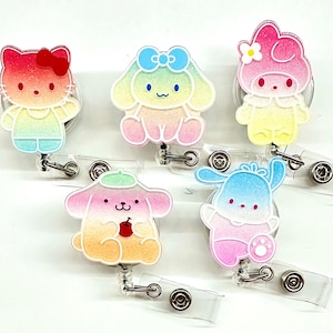 SALE !!!!! 1 pc Cute Cat Bunny Dog Kitty Cartoon Retractable ID Badge Reel - Doctor / Nurse / Teacher Badge Reel Badge Clip