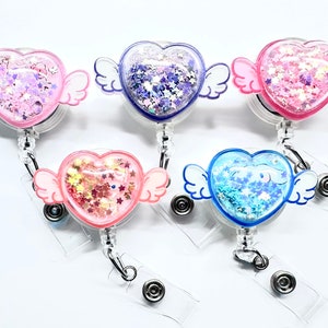 SALE !!!!! 1 pc Cute Floating Glitter Cartoon Character Retractable ID Badge Reel - Doctor / Nurse / Teacher Badge