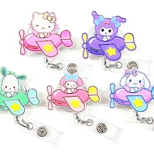 SALE !!!!! 1 pc Cute Kitty Dog Bunny Cartoon Character Retractable ID Badge Reel - Doctor / Nurse / Teacher Badge Reel Badge Clips