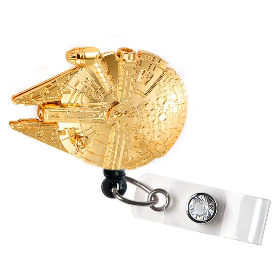 Gold Tone Spaceship Falcon Retractable ID Badge Reel, Doctor