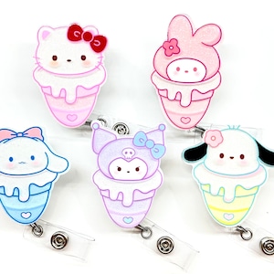 SALE !!!!! 1 pc Cute Cat Bunny Dog Kitty Cartoon Retractable ID Badge Reel - Doctor / Nurse / Teacher Badge Reel Badge Clip