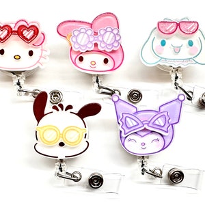 1 pc Cute Kitty Dog Bunny Cartoon Retractable ID Badge Reel - Doctor / Nurse / Teacher / Coworkers Badge Reel Gift Idea