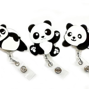 VENTA !!!!! 1 carrete de tarjeta de identificación retráctil con dibujos animados de oso Panda bonito, Clips para insignia de médico/enfermera/maestro