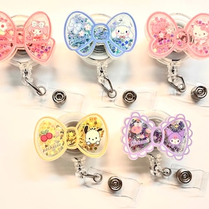 SALE !!!!! 1 pc Cute Floating Glitter Cartoon Character Retractable ID Badge Reel - Doctor / Nurse / Teacher Badge