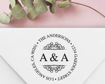 Custom Address Stamp, monogram return address stamp, save the date, wedding stamp - housewarming gift, rubber stamp or self inking stamp