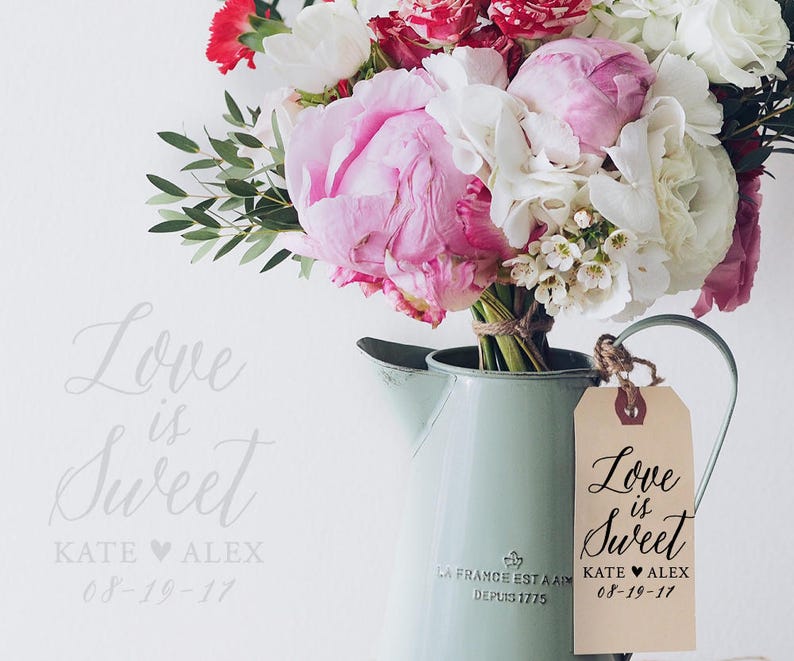 Wedding Stamp wedding engagement gift custom save the date stamp love is sweet wedding invitation rubber stamp or self inking stamp
