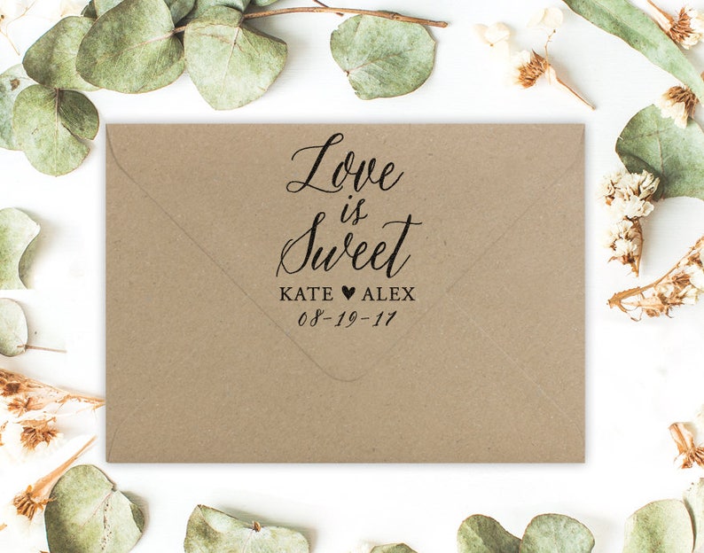 Wedding Stamp wedding engagement gift custom save the date stamp love is sweet wedding invitation rubber stamp or self inking stamp
