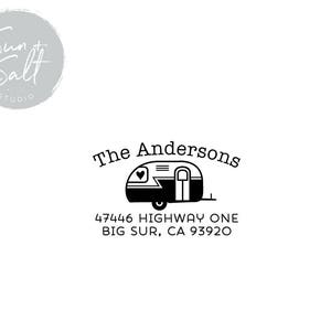 Return Address Stamp Camper Address Stamp Save The Date Wedding Housewarming Gift Rubber Stamp or Self Inking Cute Christmas Holiday Gift image 3