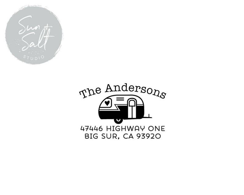 Return Address Stamp Camper Address Stamp Save The Date Wedding Housewarming Gift Rubber Stamp or Self Inking Cute Christmas Holiday Gift image 3