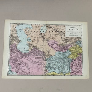 c 1880 ca, George Washington, Bacon, Papierkarte von Zentralasien