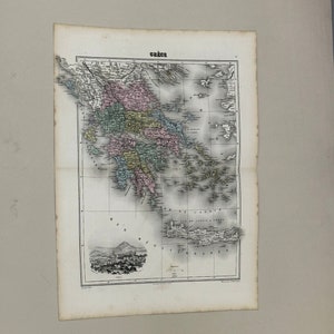 Grecia, mappa vintage del 1882, di J. Migeon