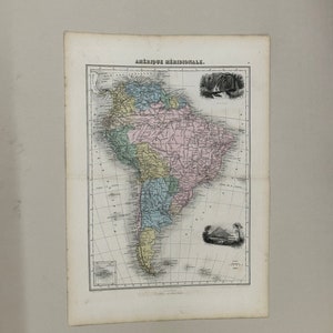 Sud America, mappa vintage del 1882, di J. Migeon