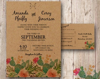 Custom personalized Cactus Wedding Invitation, Desert Wedding, Southwest Wedding Invitation, Succulent Wedding Invitation, outdoor wedding