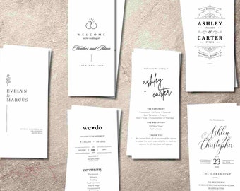 Printed Wedding program, Editable program cards, Ceremony program - Choose your style & Content