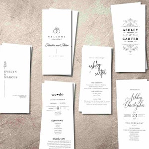 Printed Wedding program, Editable program cards, Ceremony program - Choose your style & Content